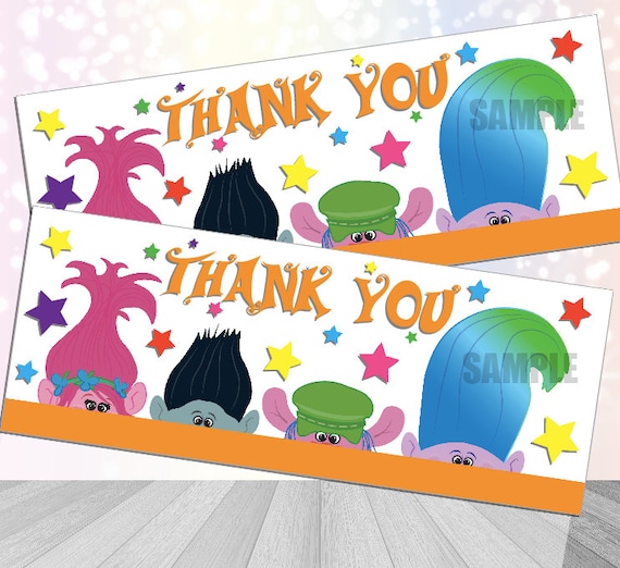 Trolls Birthday Party Gift Bag Toppers