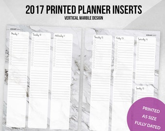 2017 planner inserts / vertical weekly / marble / printed planner / week on two pages / filofax kikki k