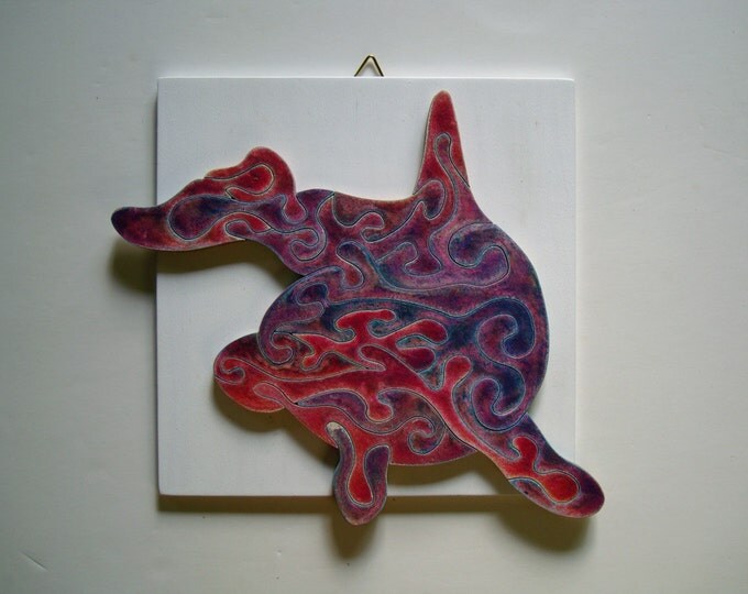 Puzzle Art: Dolphin, Smart toy, With Frame, Ready To Hang, Family Gift, Waldorf Child Gift, Wooden Handmade, Acrylic On Pieces by Samo Svete