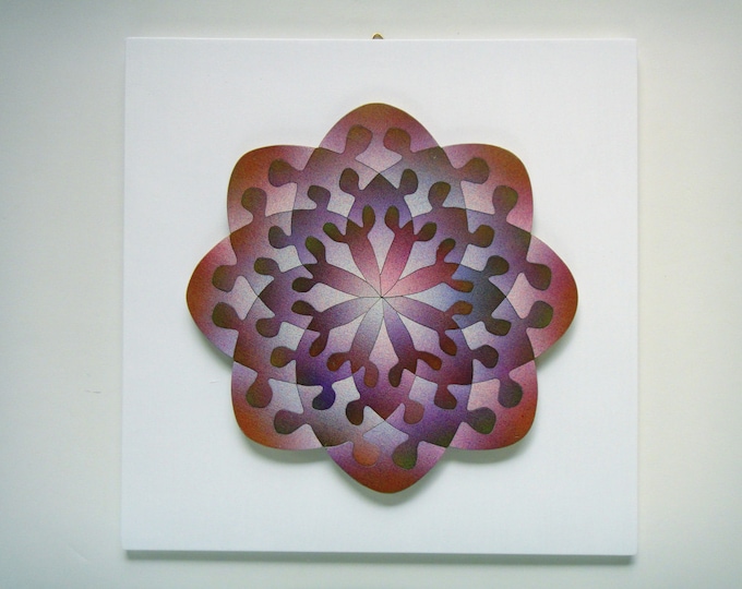 Mandala Flower, Puzzle Art, Sacred Geometry, Healing Art, Family Gift, Wooden Handmade, Ready To Hang, Acrylic On Pieces by Samo Svete