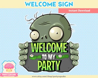 80% OFF SALE Welcome Sign Plants Vs Zombies - Instant Download - PDF Files - High Resolution - Holiday Party