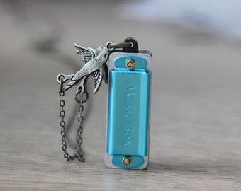 Harmonica Musical pendant necklace cute gift