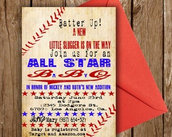Baseball Baby Q Invitation Digital File