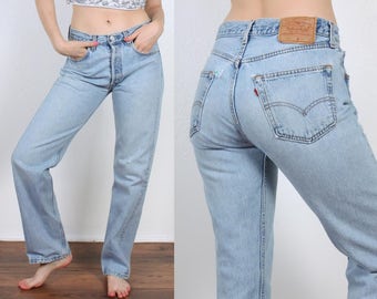 80s Levis 501 Jeans // Vintage Denim Pants Straight Leg High Waist Mom Jeans - 32 x 32 Womens Medium