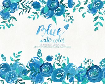 80% OFF! Watercolor Flora 04 Peonies Clipart, Flowers Clipart, Flower Floral, Wreath, Bouquet, PNG, Clip Art, Watercolour, Peony, Blue