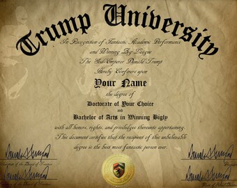 Gag Gift Trump University Customizable Diploma