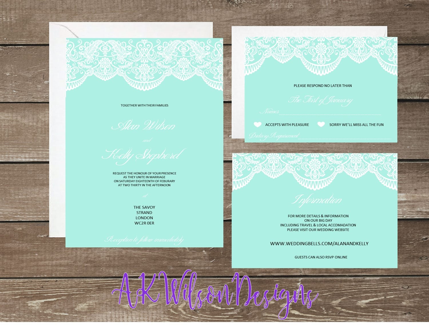 Tiffany Wedding Invite Tiffany Lace Wedding Invitation Set