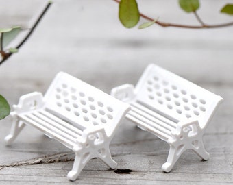Fairy Garden Miniature Bench, Fairy Bench, Miniature Bench, White Bench, Fairy Furniture, Fairy Garden Bench, Fairy Garden Chair