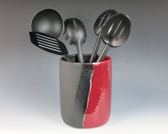 ceramic utensil holder,utinsel holder,handmade,wine chiller,utensil crock,pottery,wine cooler,utensil organizer,countertop wine chiller