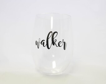 Acrylic Wine Glass, Plastic Wine Glass, Monogrammed Wine Glass, Stemless Wine Glass, Personalized Wine Glass, Wine Tumbler, Plastic Wine Cup