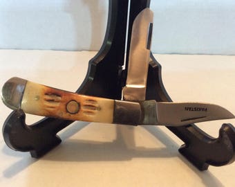 Stag Handle Pakistan Pocket Knife 2 Blade