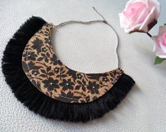 Cork Necklace #137, Statement necklace, Modern jewelry, Gift for her, Portuguese jewelry, Eco friendly, Stainless steel