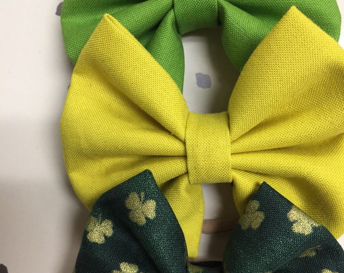 Blooming Green fabric hair bow or bow tie