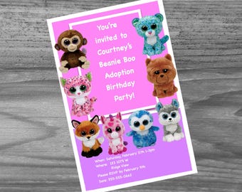 Beanie Boo Birthday Party Invites - custom made just for you with your child's name.