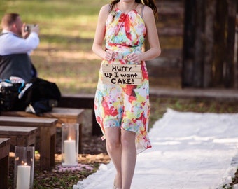 Hurry up I want cake ring bearer, flower girl, wedding sign, wedding signage