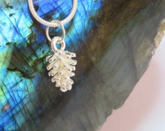 Small and Dainty Silver Pine Cone Pendant Necklace
