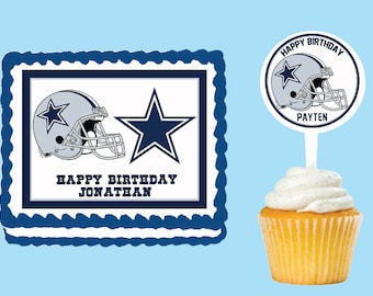 Dallas Cowboys Edible Cake Cupcake Cookie Toppers Decorations Or Plastic cupcake pick top for birthday party