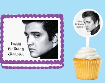 Elvis Presley Edible Cake Cupcake Cookie Toppers Decorations Or Plastic cupcake pick top for birthday party