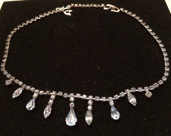 Gorgeous Ice Blue Rhinestone Necklace
