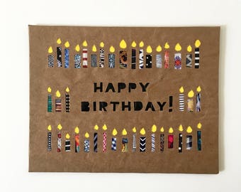 40th Birthday Card 40th Birthday Gifts For Women 40th Birthday Gift For Men Birthday Cards Handmade repurposed paper Birthday Candles