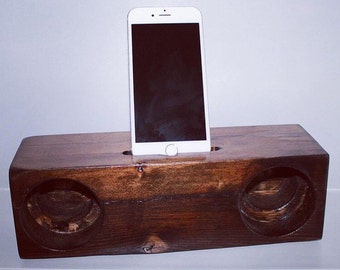 Wooden iPhone Speaker Aplifier, All Natural Reclaimed