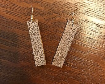 Speckled Tan Bars | Regular (2") leather earrings, brown leather bar earrings, tan leather earrings, brown earrings, tan earrings