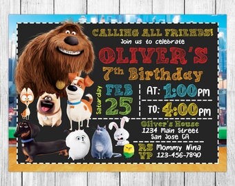Secret Life of Pets invitation, Secret Life of Pets Birthday, Secret Life of Pets Invites, Secret Life of Pets Party, Custom, Evite, Card