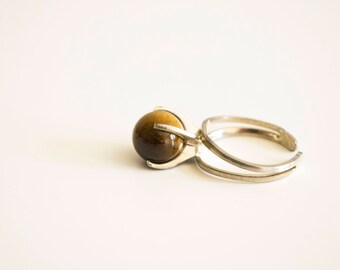 Tiger eye ring. Tiger eye stone ring. Tiger eye stone jewelry. Stone ring. Statement ring stone.