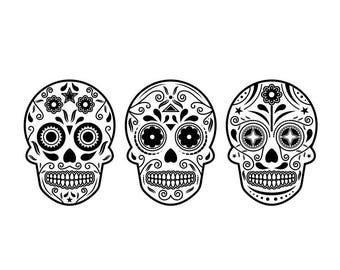 Sugar skull halloween Graphics SVG Dxf EPS Png Cdr Ai Pdf Vector Art Clipart instant download Digital Cut Print File Cricut Silhouette Shirt