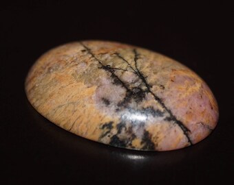 Rhodonite Cabochon - Oval Pink and Black Gemstone Cabochon - DLML9