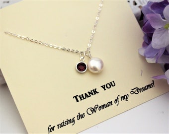 Mother of Bride Gift Mother In Law Gift from Groom Thank you for Raising the Woman of my Dreams Personalized Necklace Coin Pearl Necklace