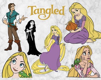 Tangled Rapunzel SVG Clipart, Disney Princess SVG, Rapunzel Princess Vector, Png, EPS files. Rapunzel Cutfiles, Printable tangled.