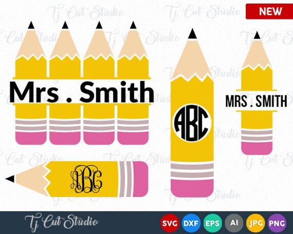 Download Pencil Monogram SVG Pencil Circle Monogram Split Pencil SVG