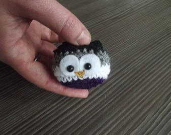 Asexuowl - tiny crochet owl in asexual (ace) colours