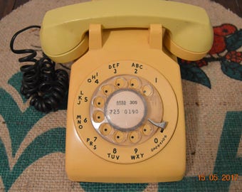 Yellow Vintage Rotary Telephone