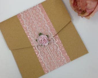 Luxury vintage Pocketfold Wedding Invitation