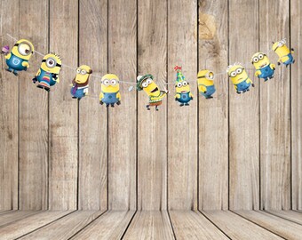 minion banner printable/minion bunting/ minion party supplies/ minion theme/minion birthday supplies/ minion decoration