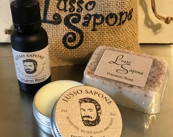 Hand Crafted Beard Kit - Beard Oil, Beard Balm & Soap Gift Set
