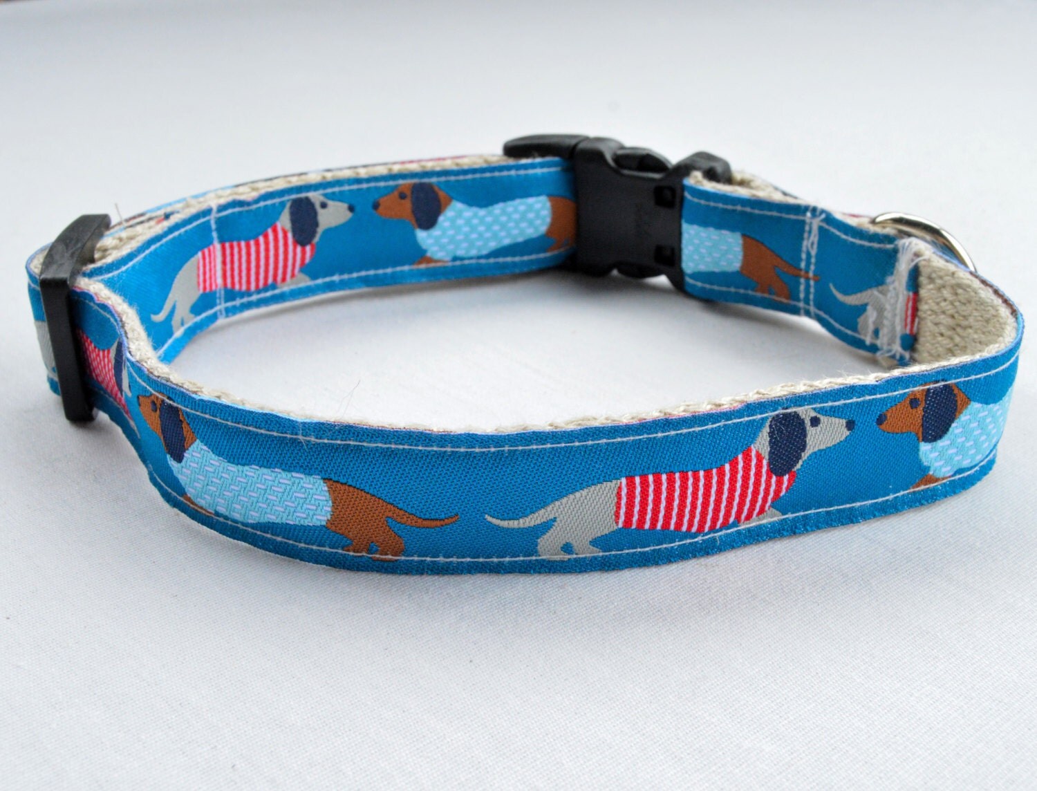 Dachshund Dog Collar with Hemp and Ribbon