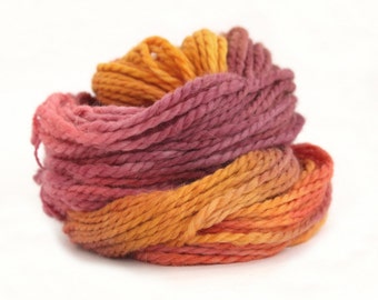 Bulky baby alpaca yarn, hand dyed chunky knitting crochet wool, Perran Yarns Sunset Party, pink orange plum, uk seller, yarn skein hank