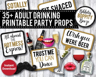 35 + Adult Drinking Photo Booth Props, Liquor Photo Booth Props, 21st Birthday, Bachelorette party, Beer props, speech bubbles