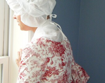 Colonial Cap Scarf Set - Colonial Round Eared and Fichu linen/cotton or cotton batiste