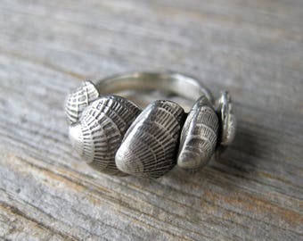 FAN SHELL seashell ring summer beach ring made to order size sterling silver