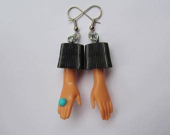 Blue Ring - Upcycled Barbie Hand Bottle Cap Earrings