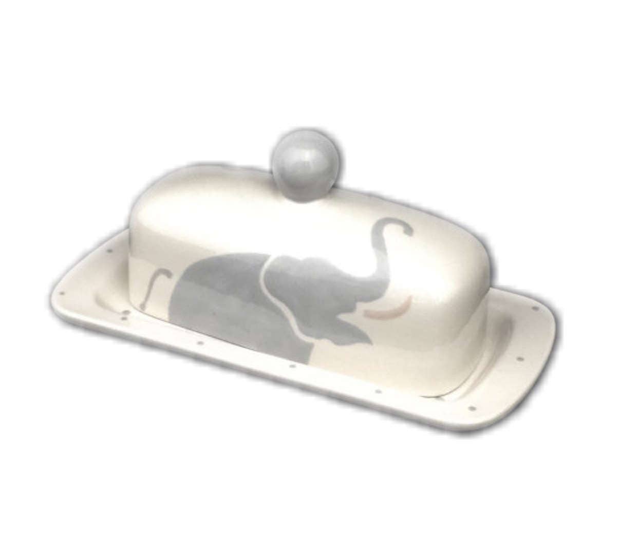 Elephant Single Butter Dish.Knobbed. Elephant. Butter.