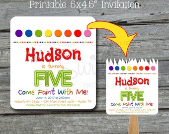 Paintbrush Party Invite | Art Party Invitation | DIY Paintbrush Birthday Invite | Printable Invitation | Digital Download | Do It Yourself
