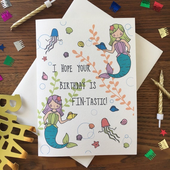 Mermaid Card. Mermaid Birthday Card. Mermaid Pun Card. Pun