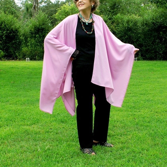 Mauve or Pink Lilac-Lightweight Shawl Wrap Coverup Cape