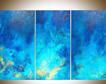 Original Abstract Landscape Palette Knife Paintings by QiQiGallery