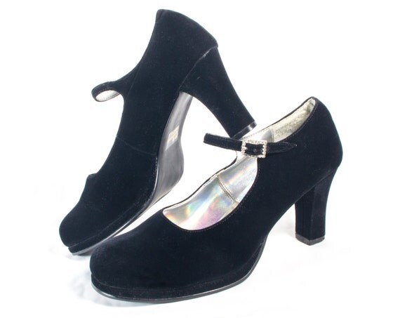 black velvet mary janes